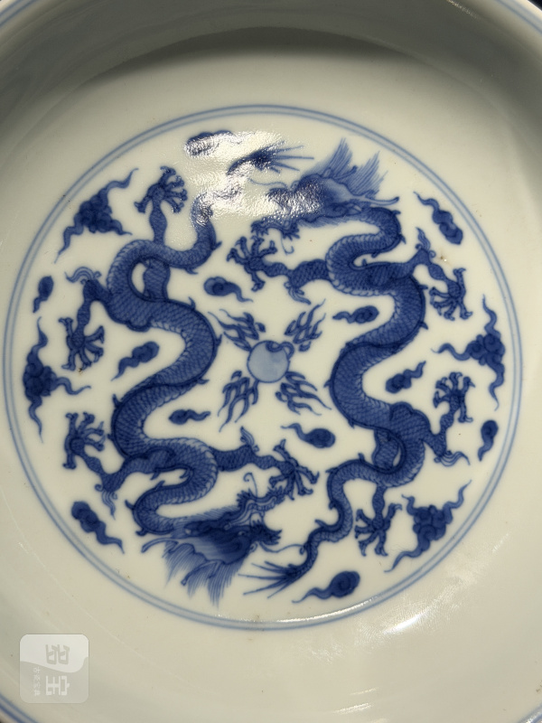 清雍正 青花云龙纹盘 - 图8